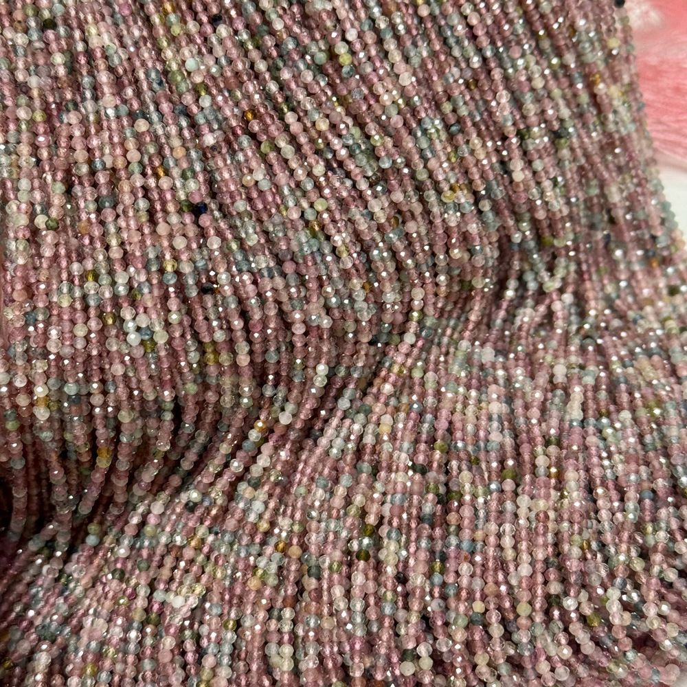 Natural stone tourmaline beads round faceted tourmaline beads for shuttle tatting jewelry making 38cm/strand