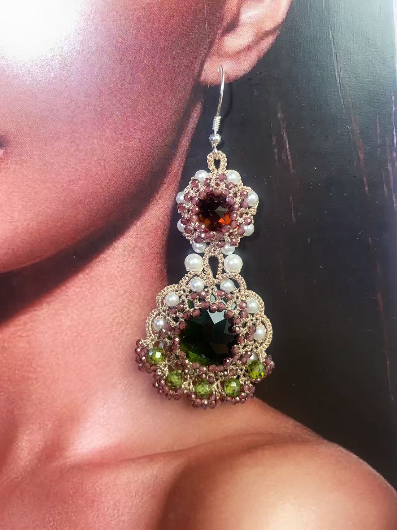 Handmade shuttle tatting earrings