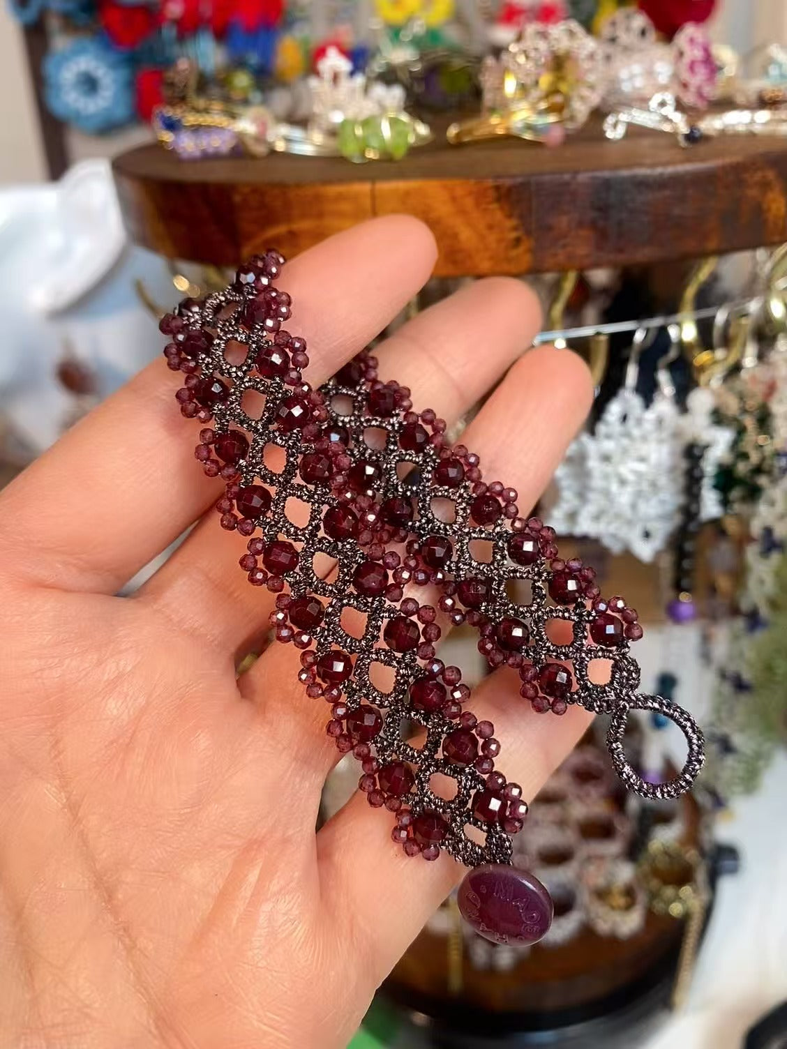 Handmade shuttle tatting bracelet