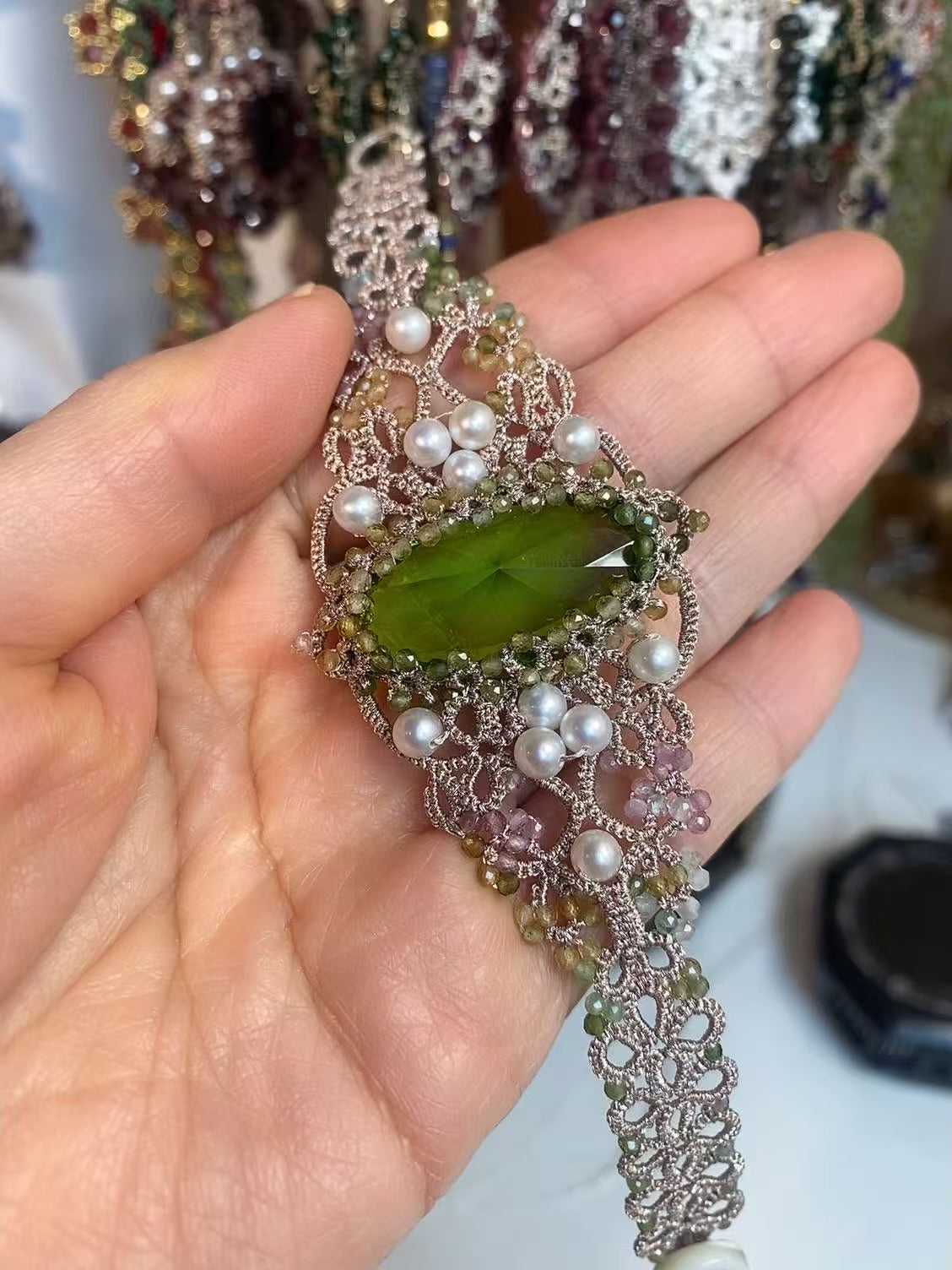 Handmade shuttle tatting bracelet