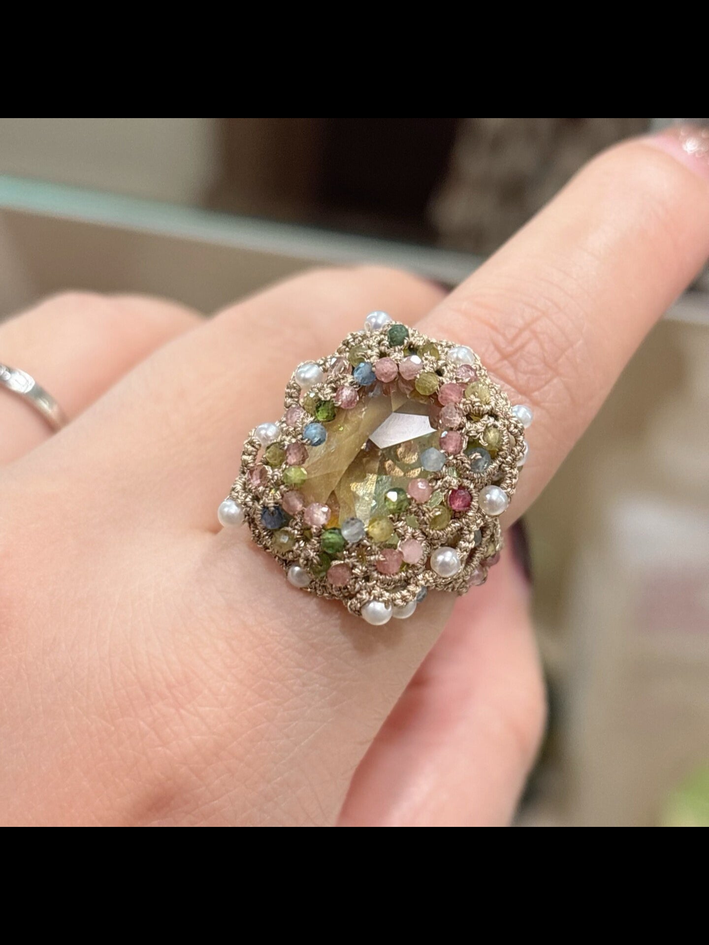 Handmade shuttle tattings ring