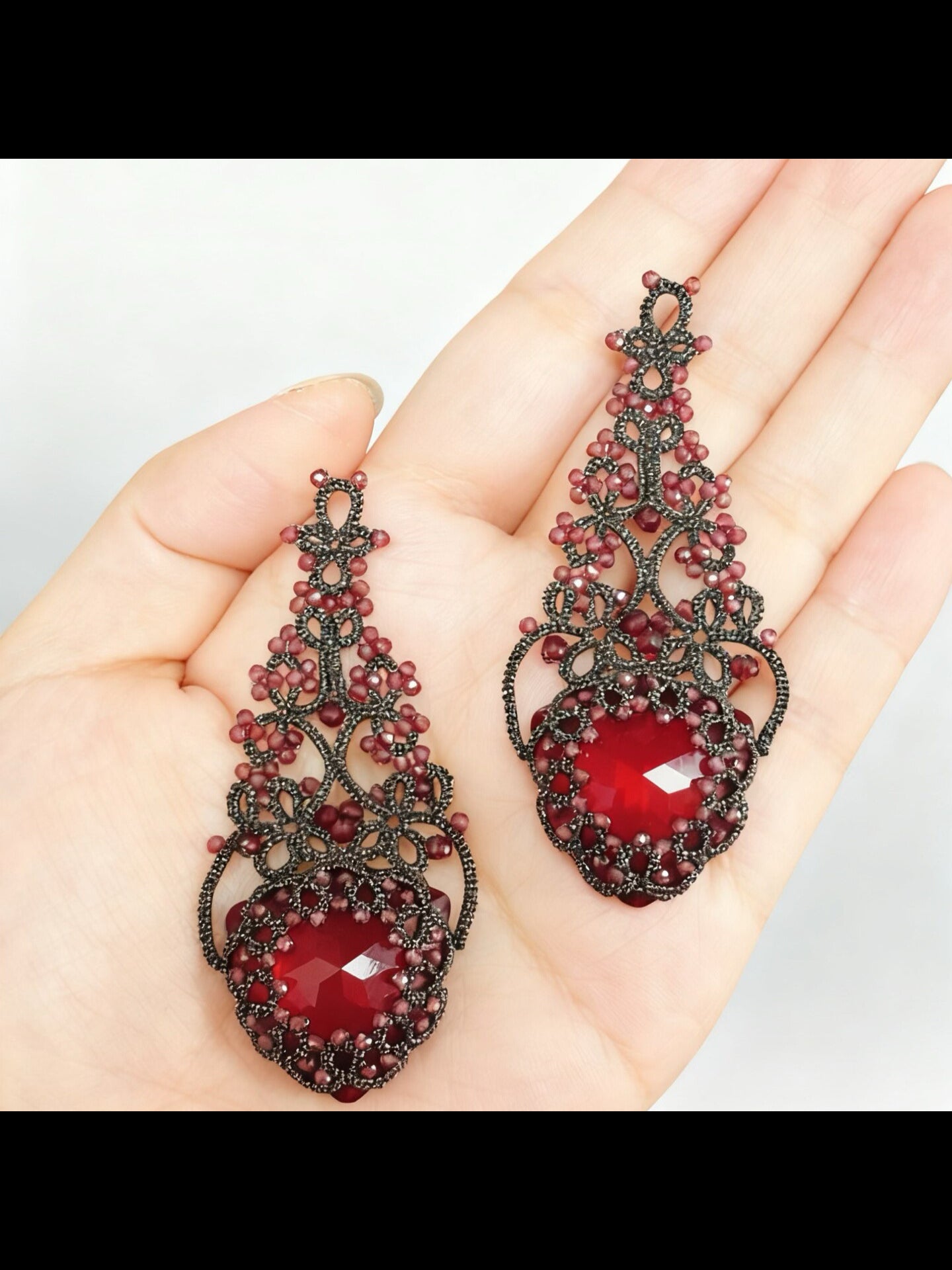 Handmade shuttle tatting earrings