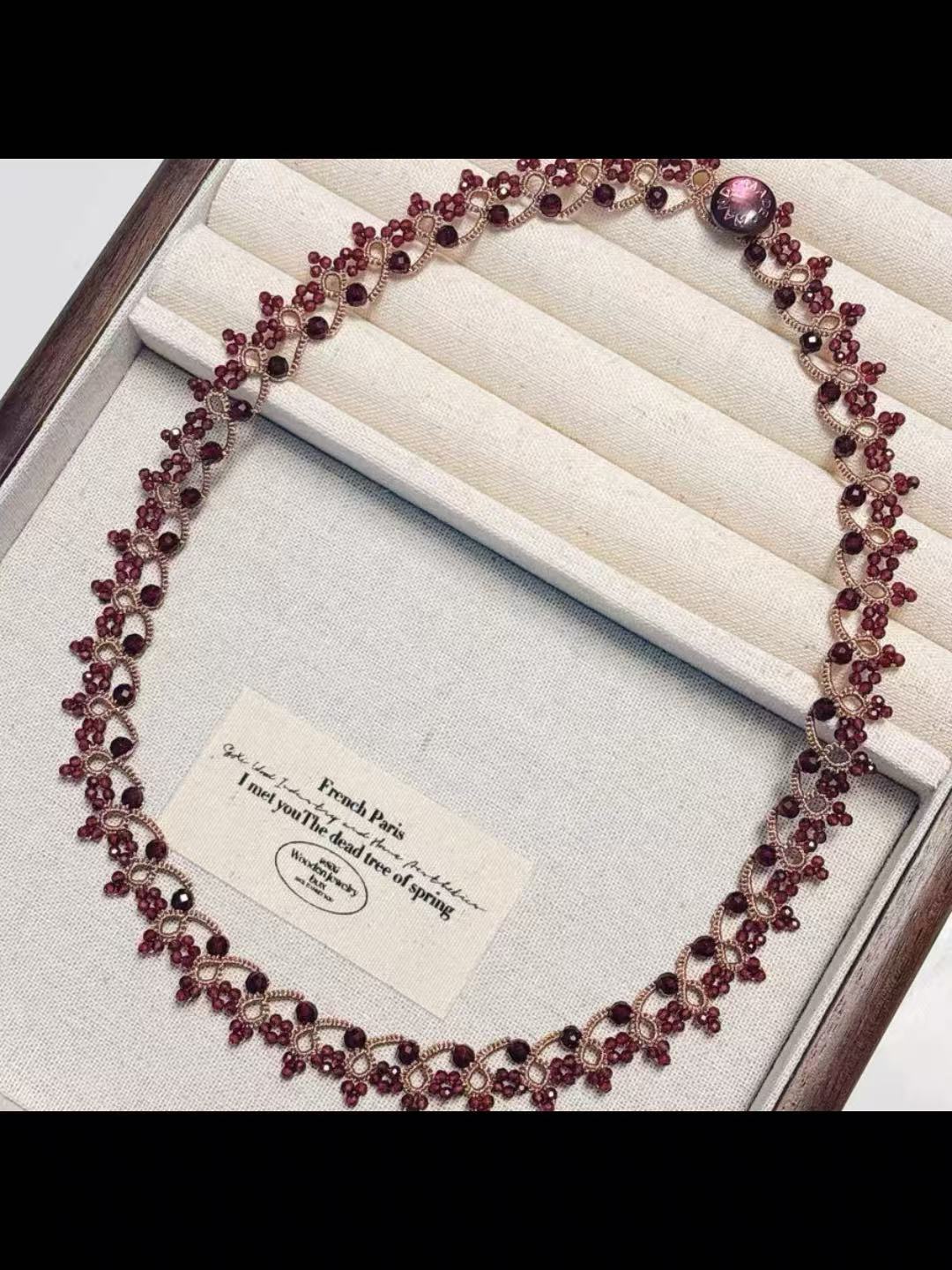 Handmade shuttle tatting necklace