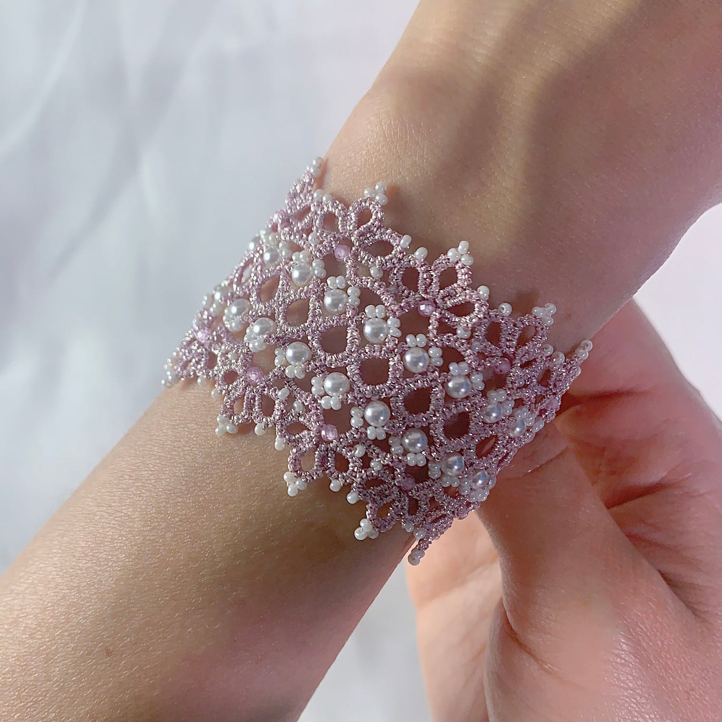 Handmade shuttle tatting bracelet