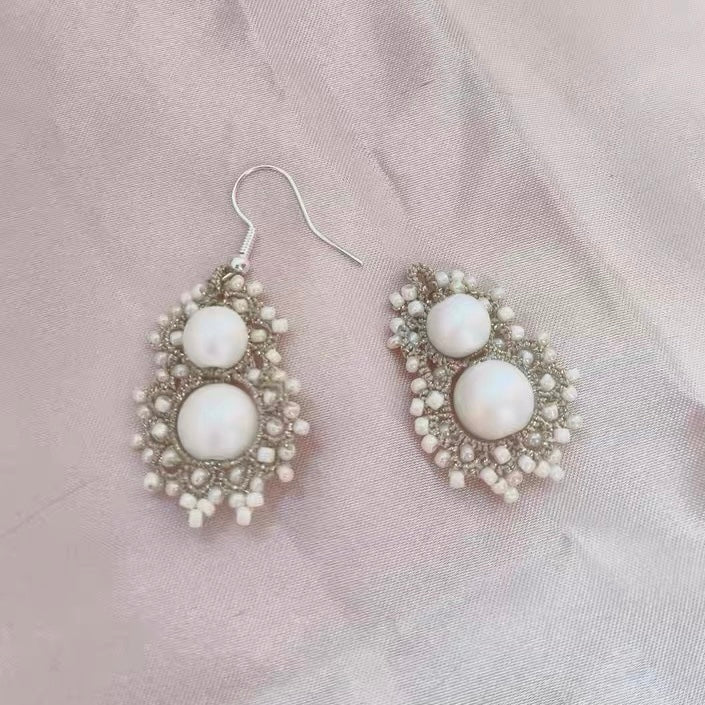 Handmade shuttle tatting earrings