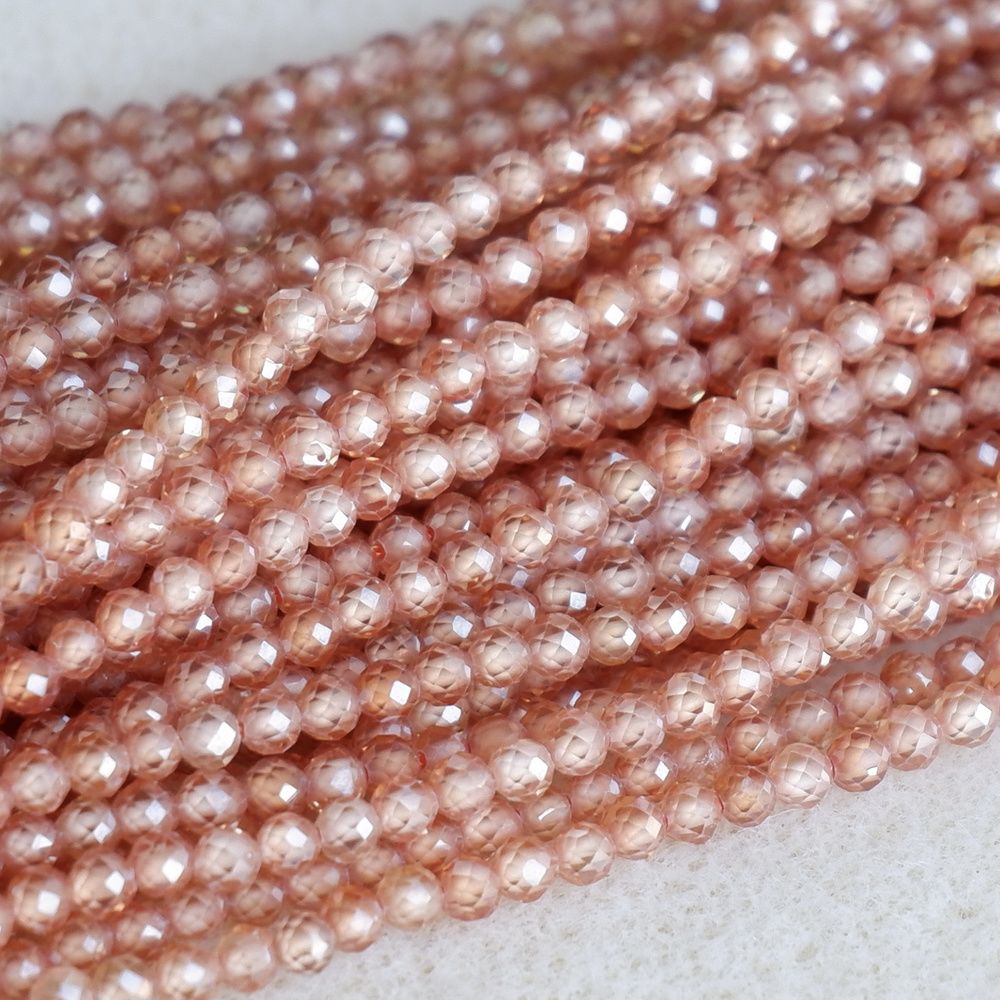 3mm faceted zircon beads for shuttle tatting jewelry making 38cm/strand