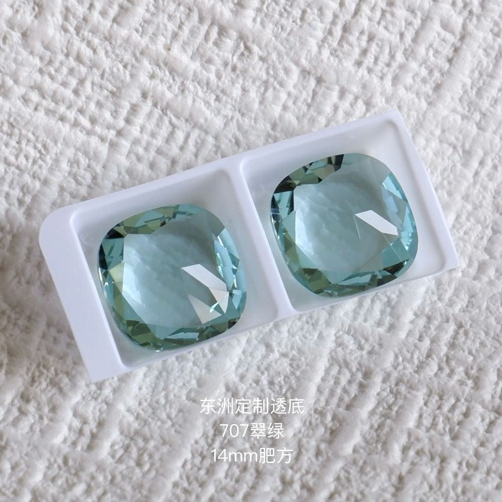 2pcs 14mm dongzhou diamond square faceted gemstone for jewelry making