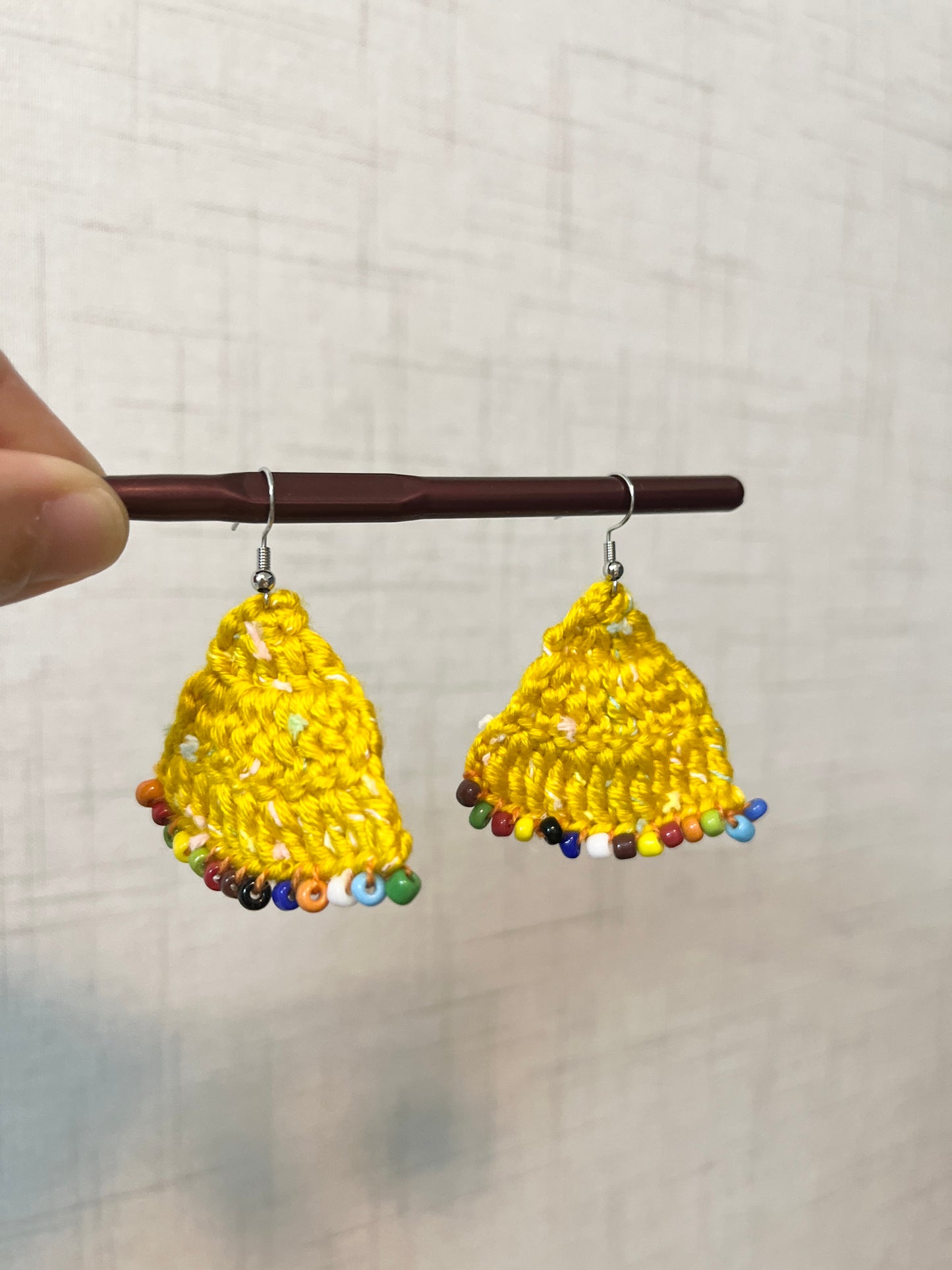 Handmade crochet earrings with colorful beads s925 hooks