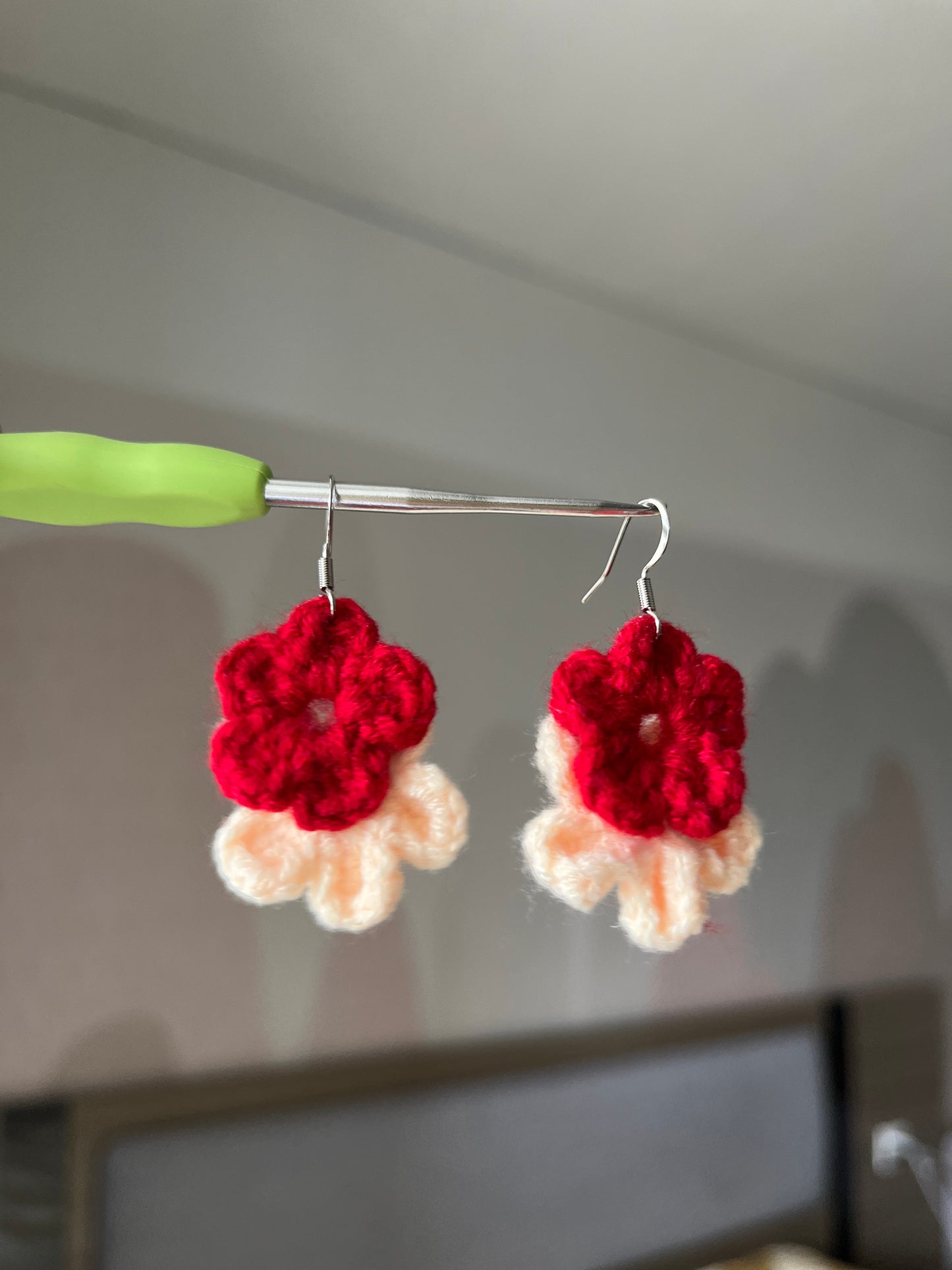 Handmade crochet flower earrings with s925 hooks