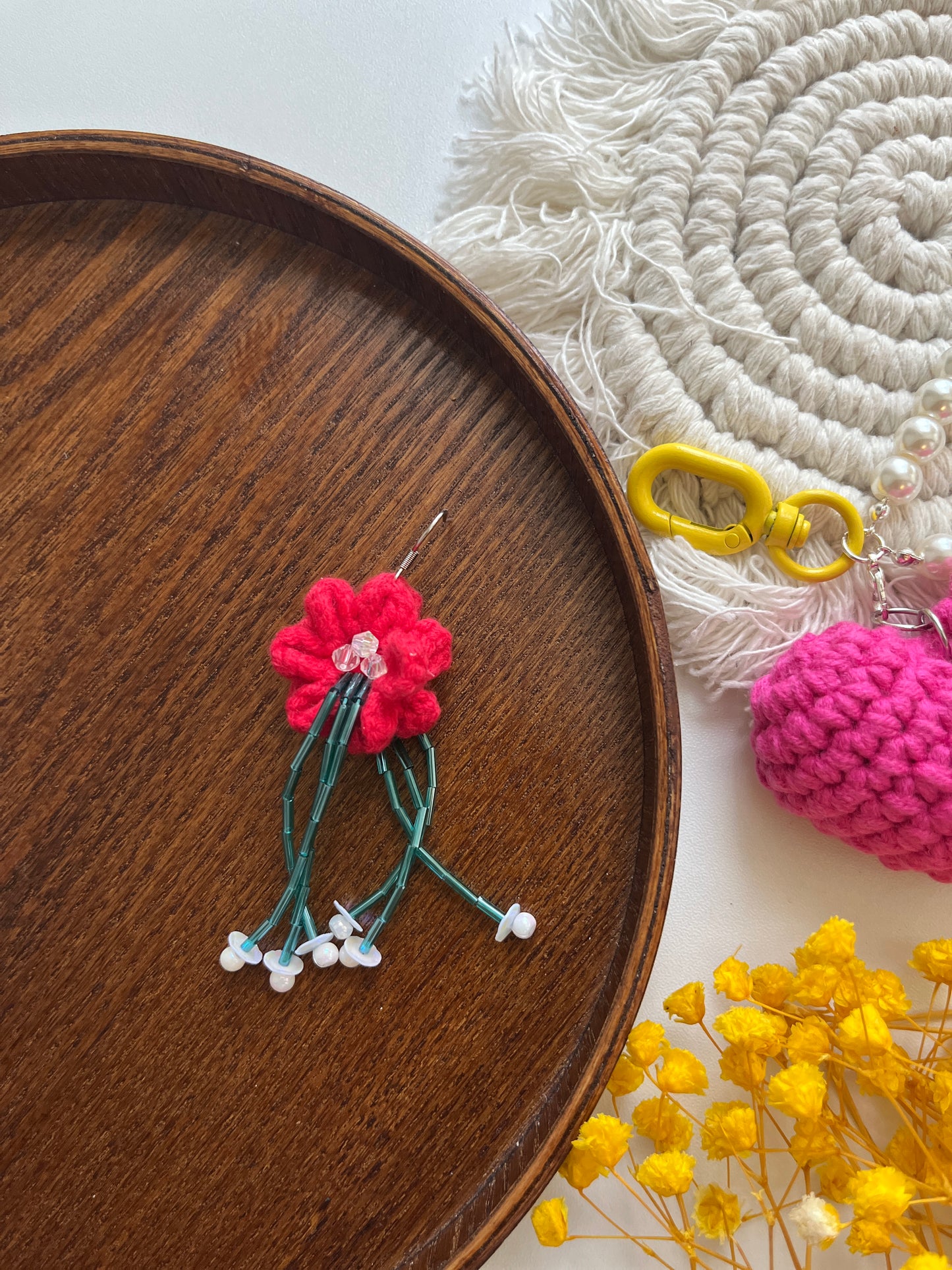 Handmade crochet pretty flower earrings with s925 hooks