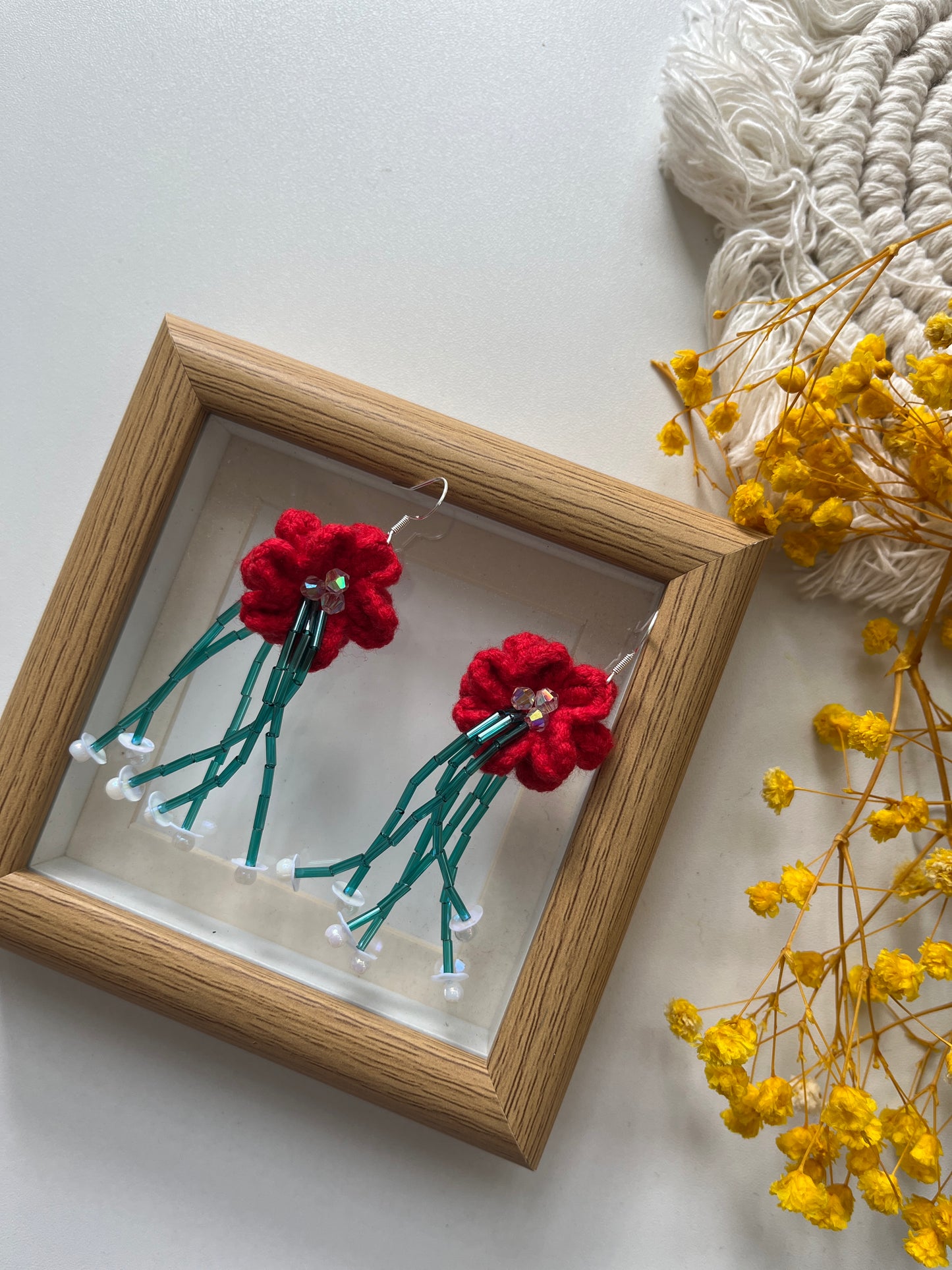 Handmade crochet pretty flower earrings with s925 hooks