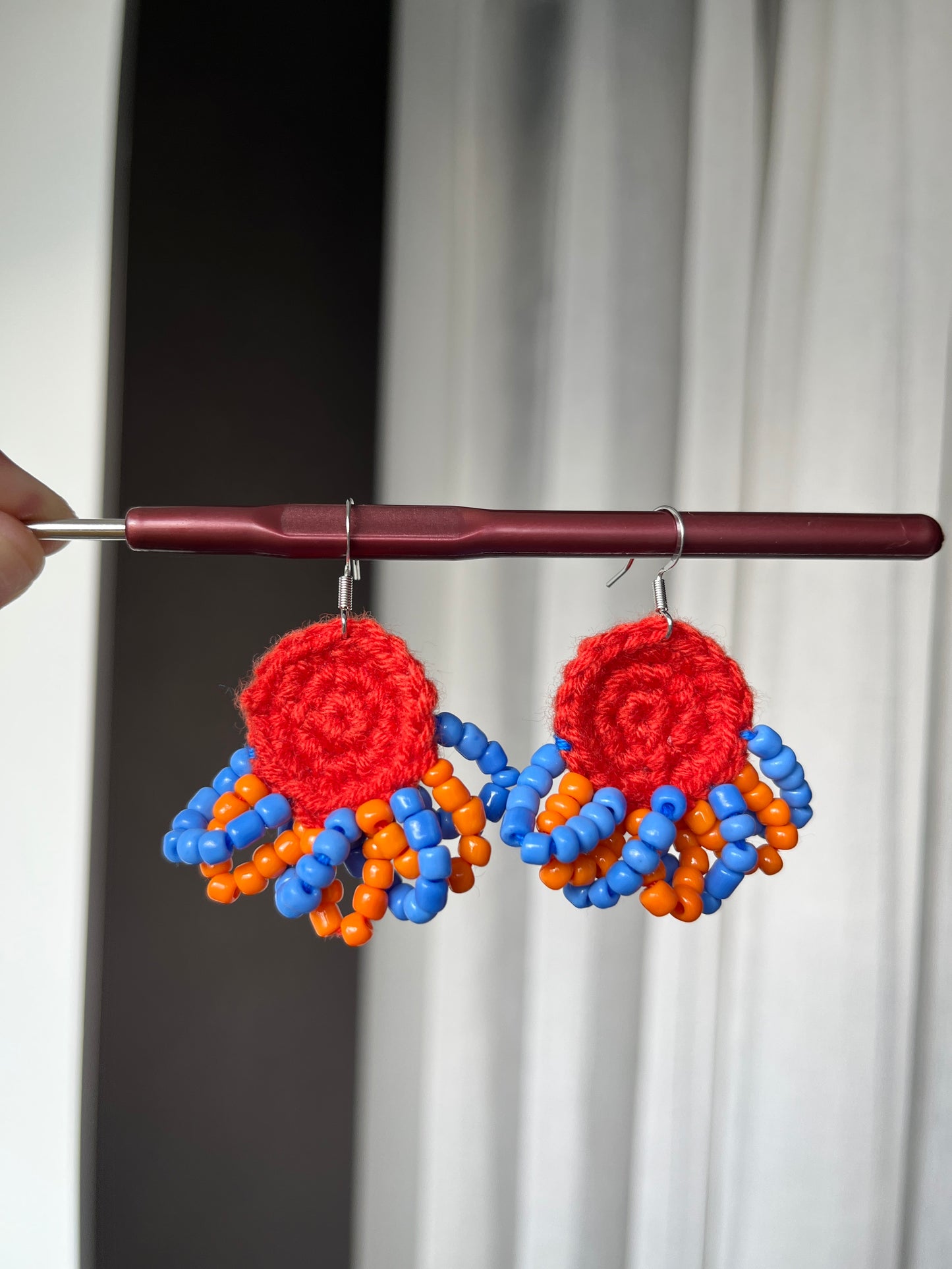 Handmade crochet beaded earrings with s925 hooks
