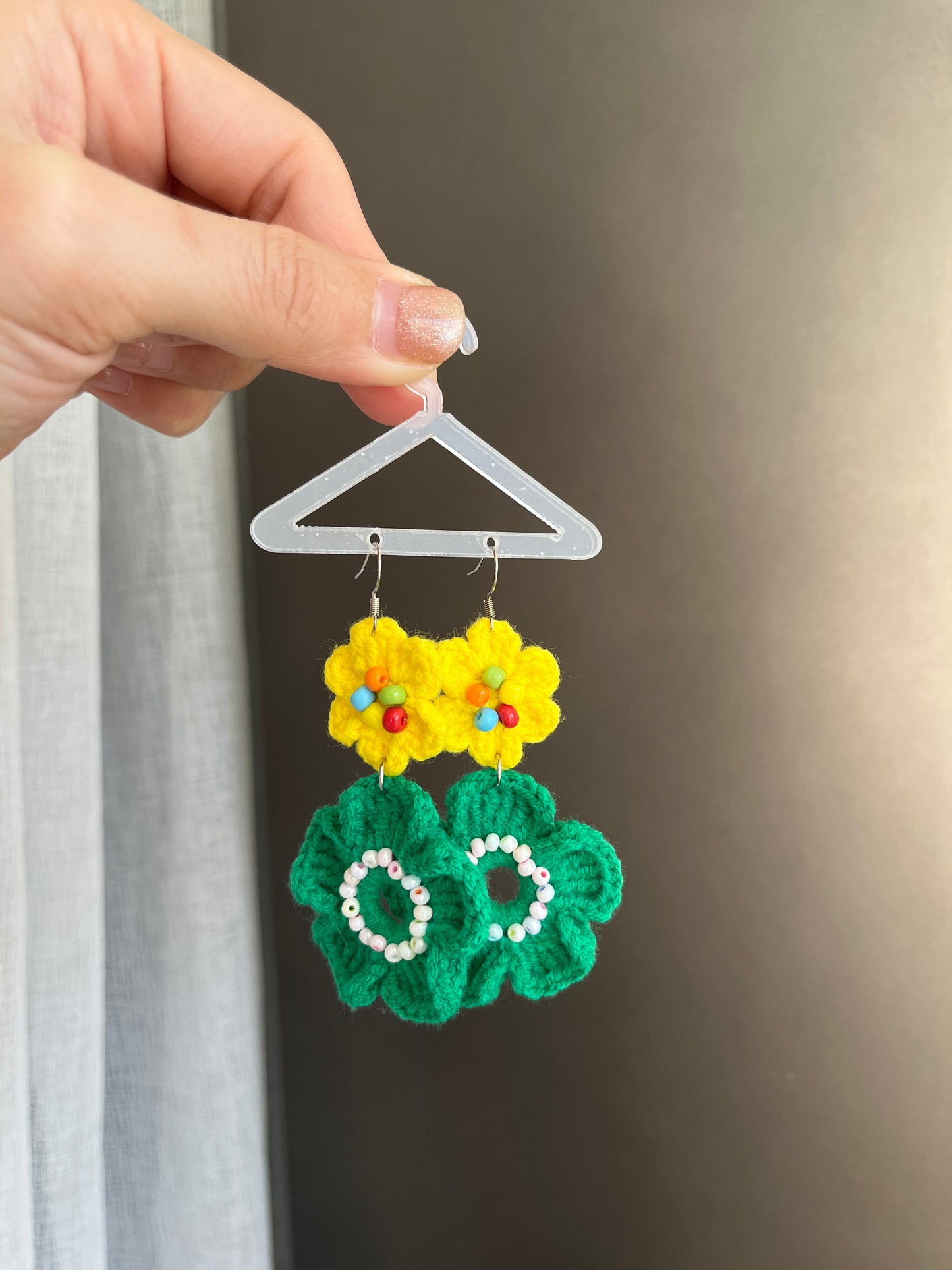 Handmade crochet flower earrings with s925 hooks