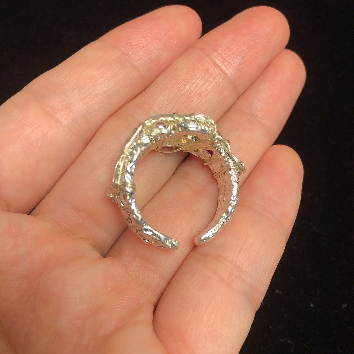 Handmade colorful gemstone wirewrapping ring