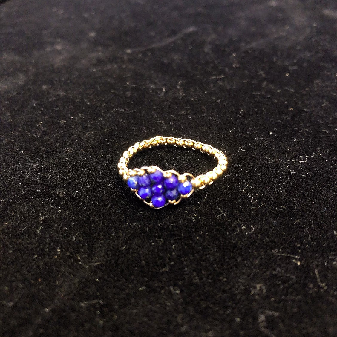 Handmade lapis lazuli beaded ring