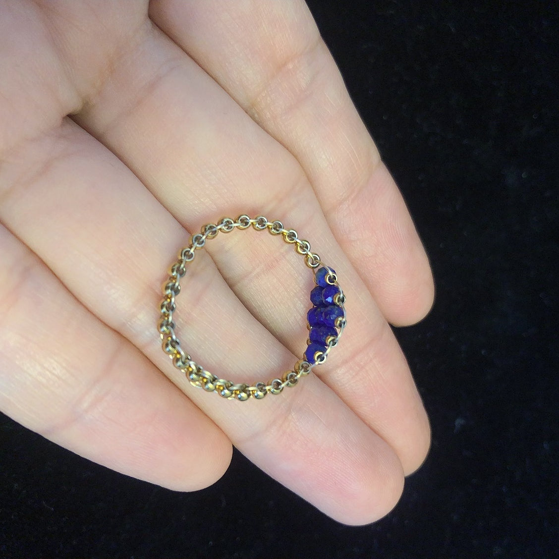 Handmade lapis lazuli beaded ring