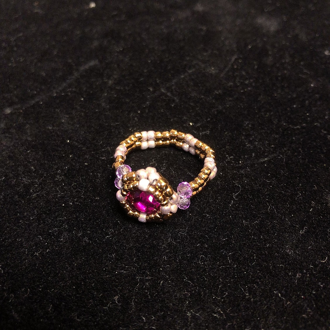 Handmade zircon beaded ring gemstone rings