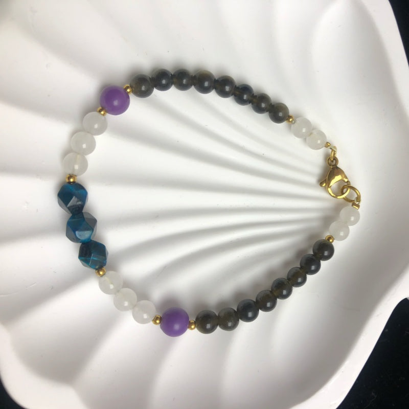 Handmade beaded crystal obsidian maria glass tiger eye beads bracelet