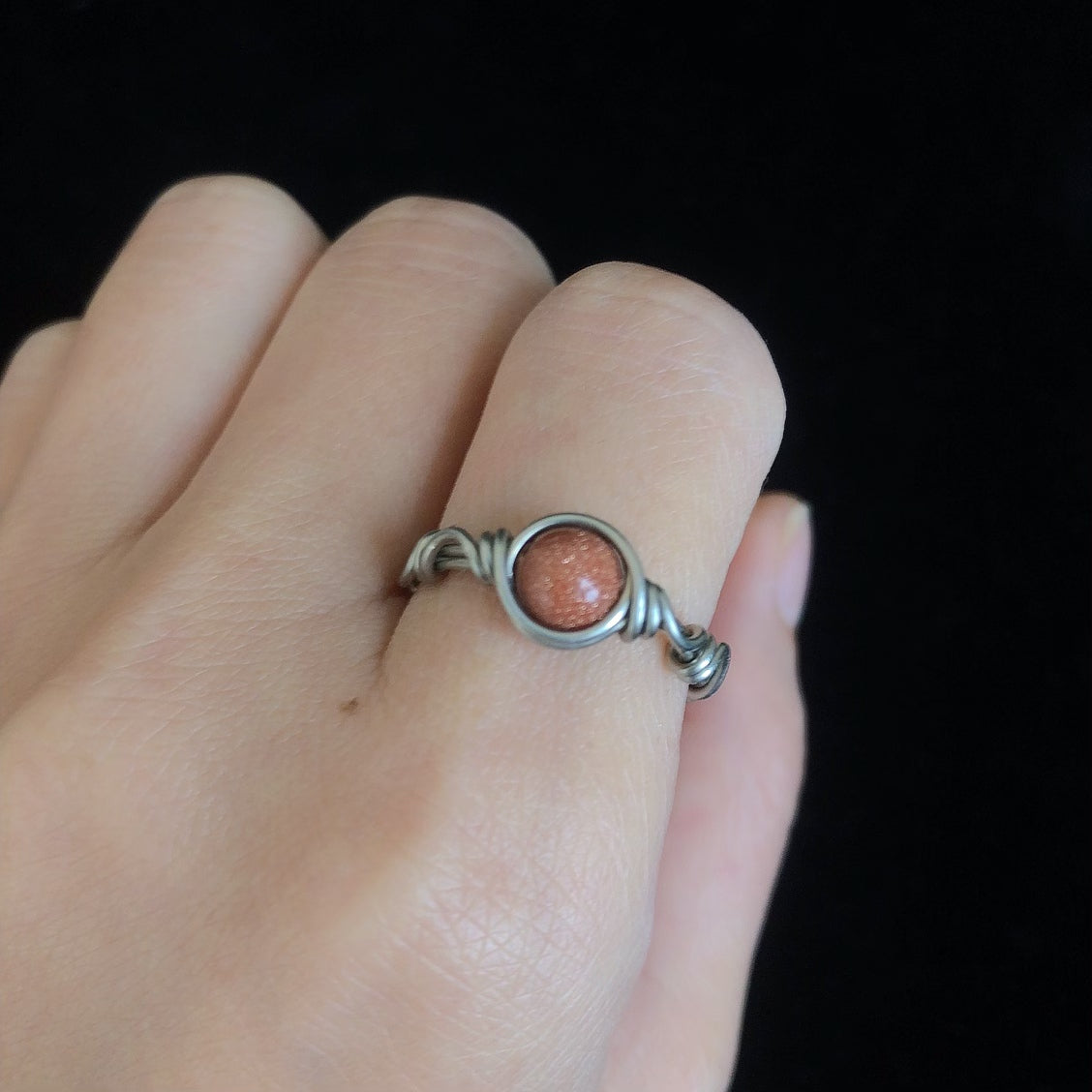 Handmade wirewrapping glass ring