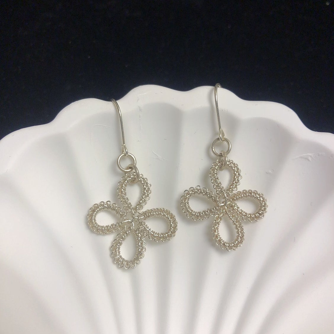 Handmade braided fine silver 999 earrings pure silver wire earrings