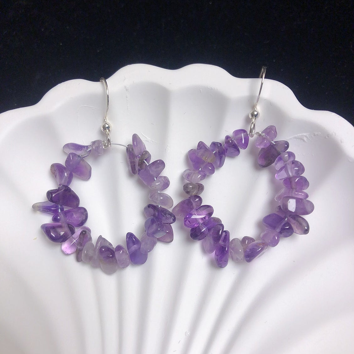 Handmade rock crystal stone earrings natural amethyst gemstone earrings sterling silver 925 earrings