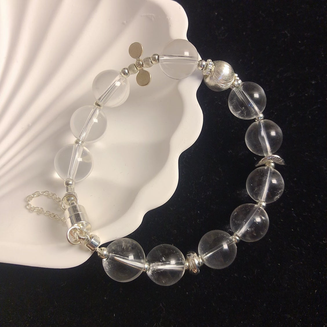 Handmad clear quartz crystal bracelet sterling silver bracelet