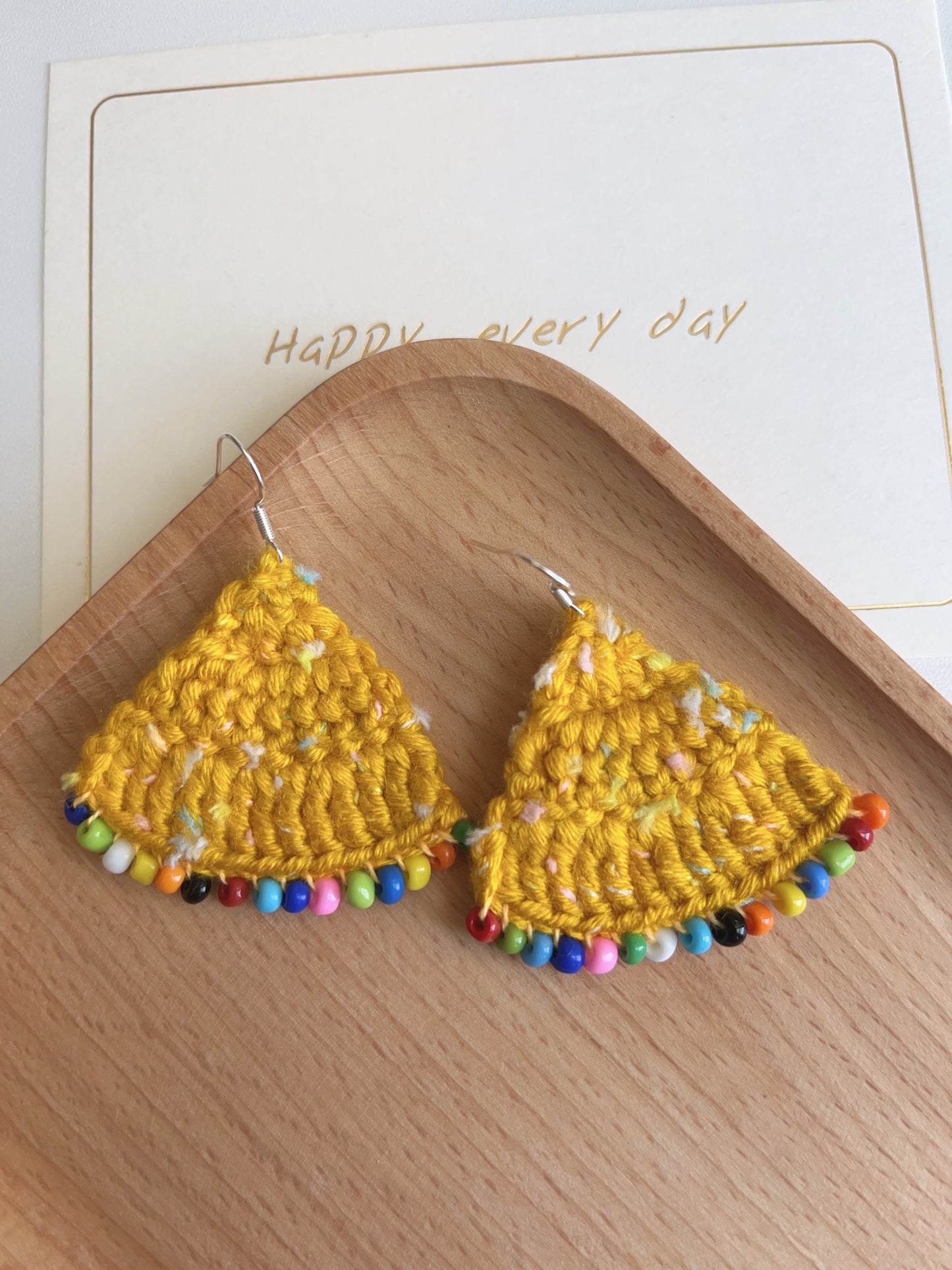 Handmade crochet earrings with colorful beads s925 hooks
