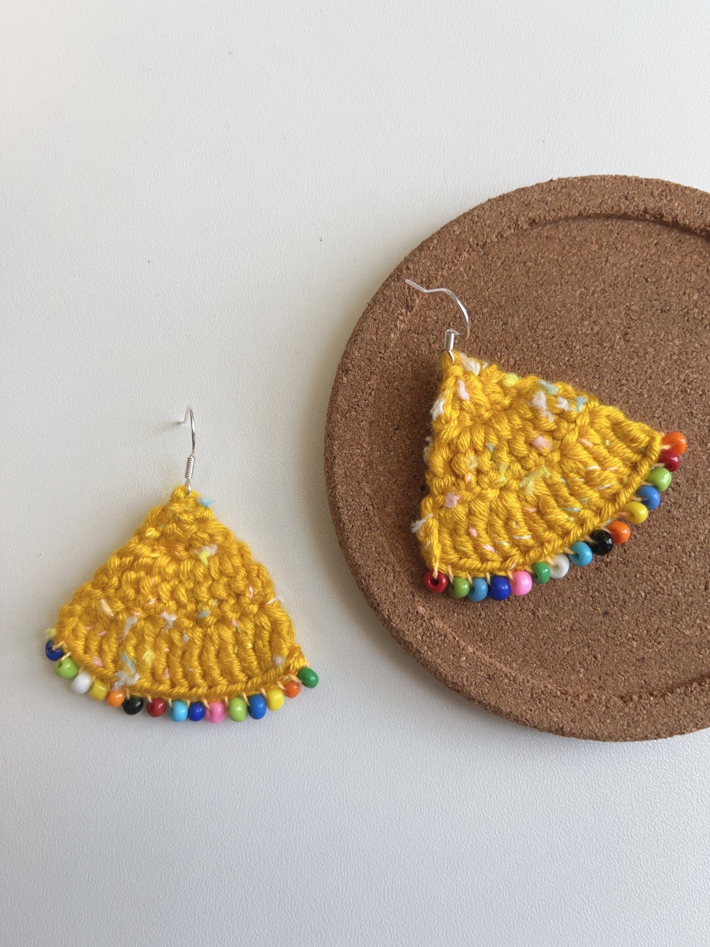 Handmade crochet earrings with colorful beads s925 hooks