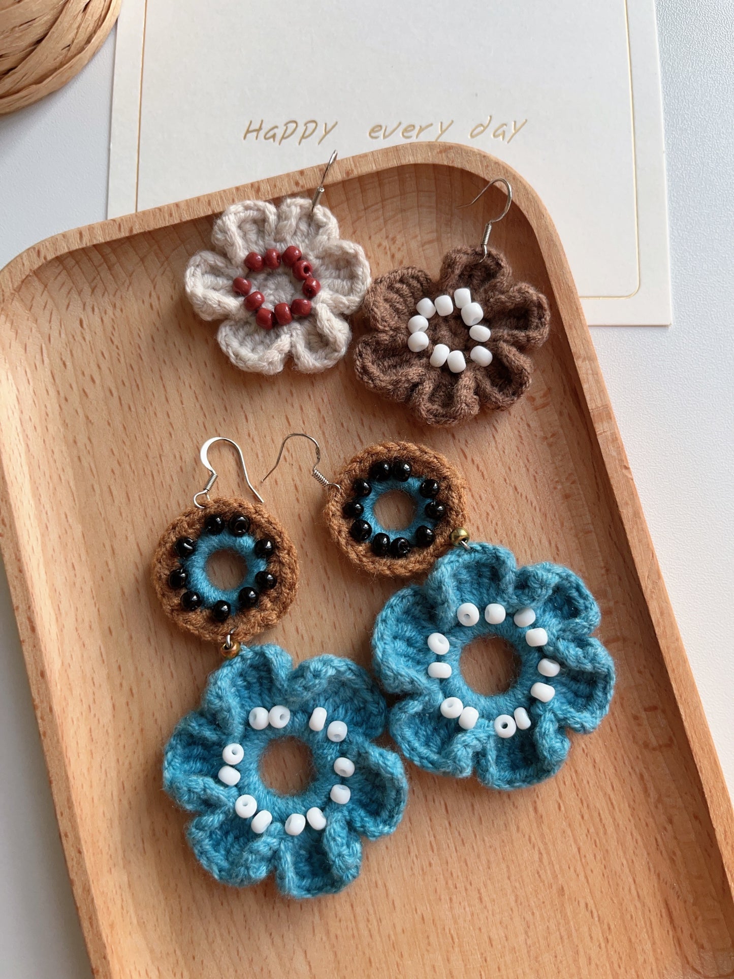 Handmade pretty crochet flower earrings with s925 hooks