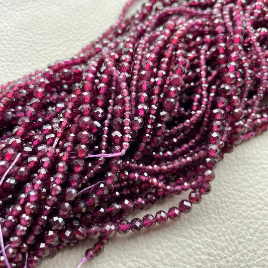Natural stone garnet beads round faceted beads for shuttle tatting jewelry making 38cm/strand