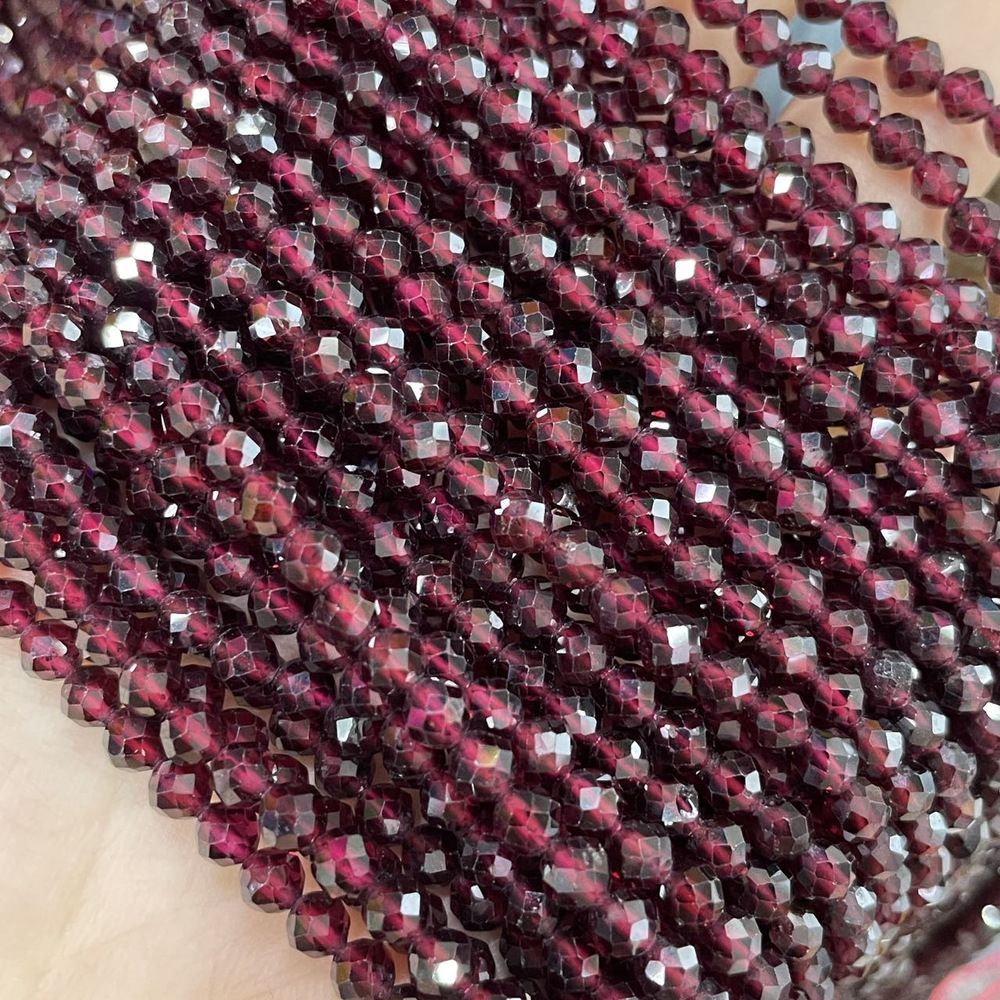 Natural stone garnet beads round faceted beads for shuttle tatting jewelry making 38cm/strand