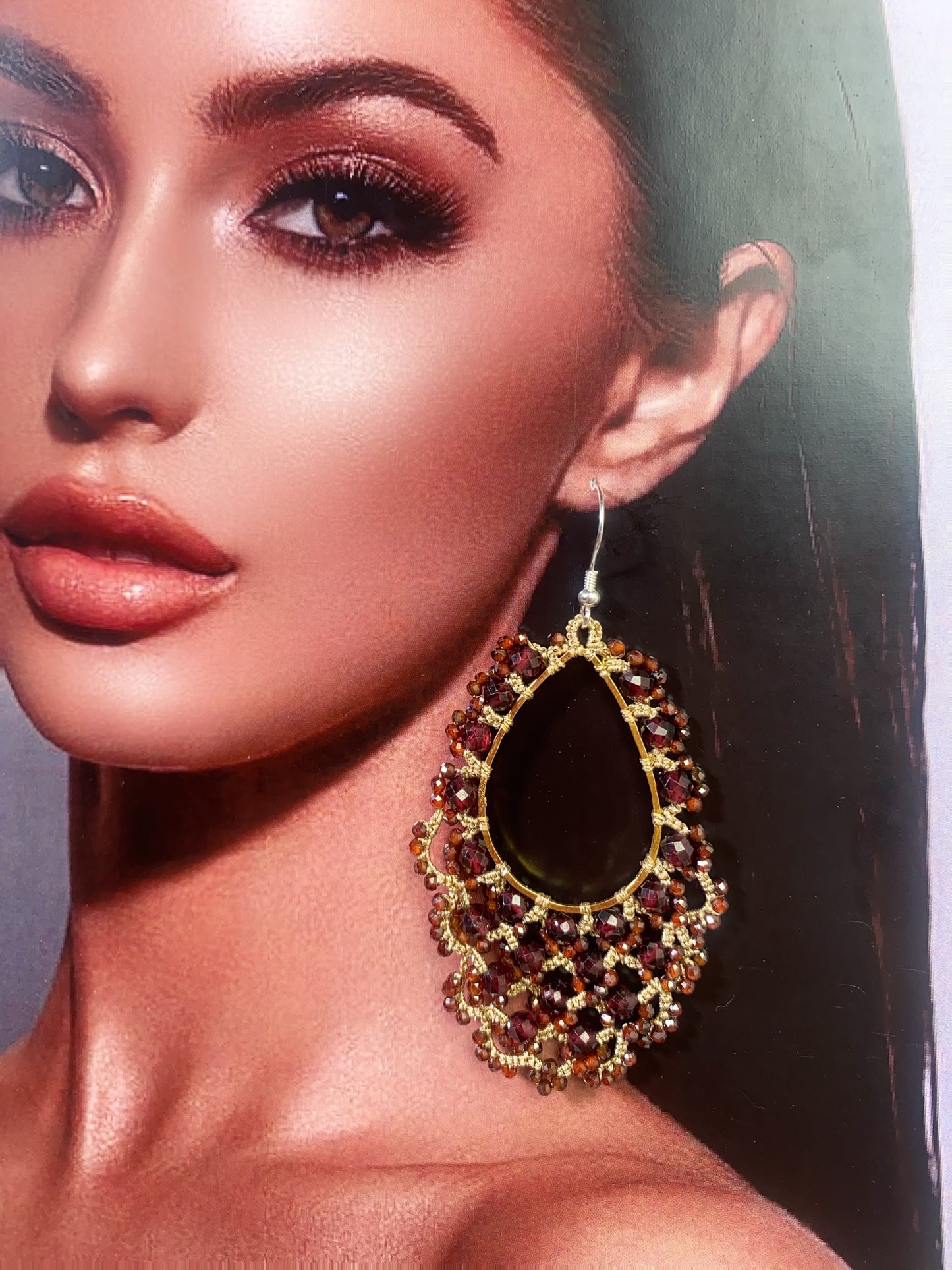 Handmade shuttle tatting earrings