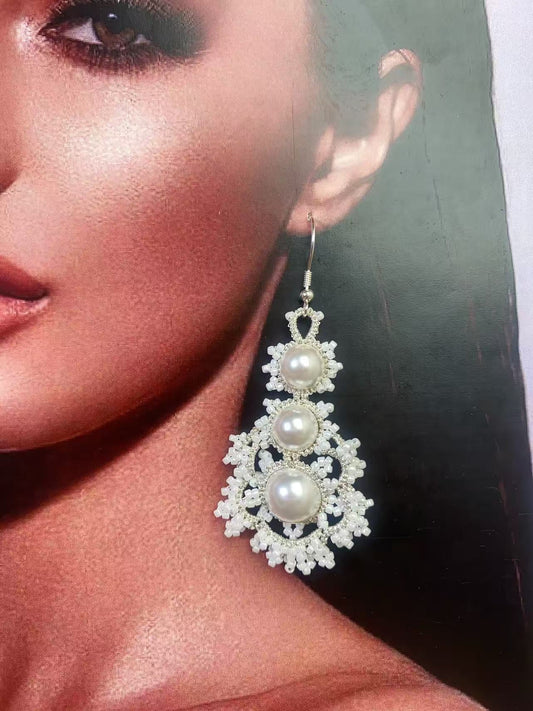 Handmade shuttle tatting earrings