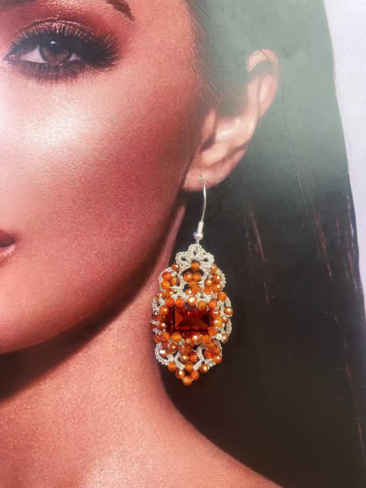 Handmade shuttle tatting earrings