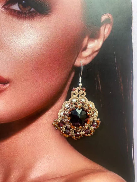 Handmade shuttle tatting earrings