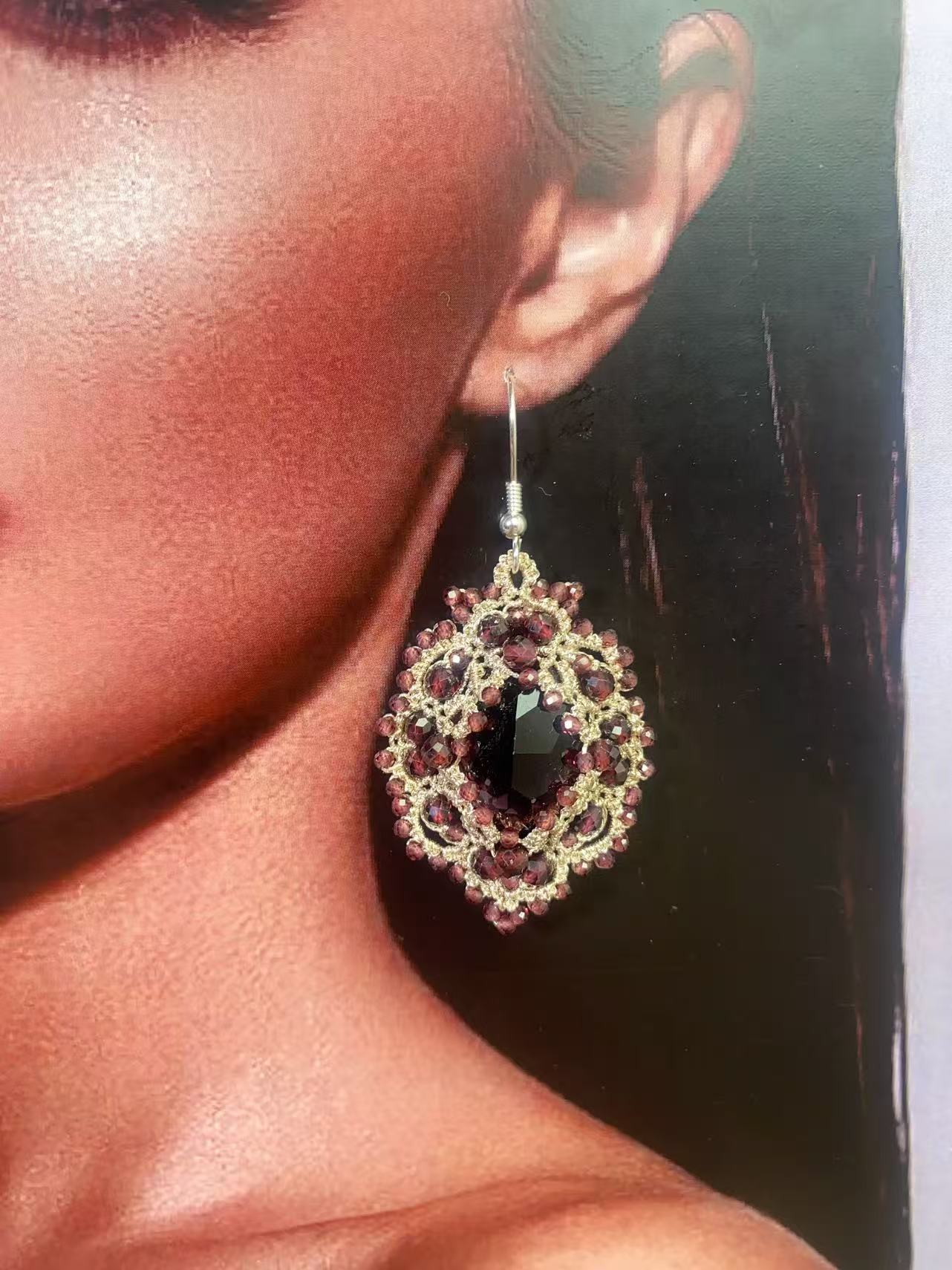 Handmade shuttle tatting earrings