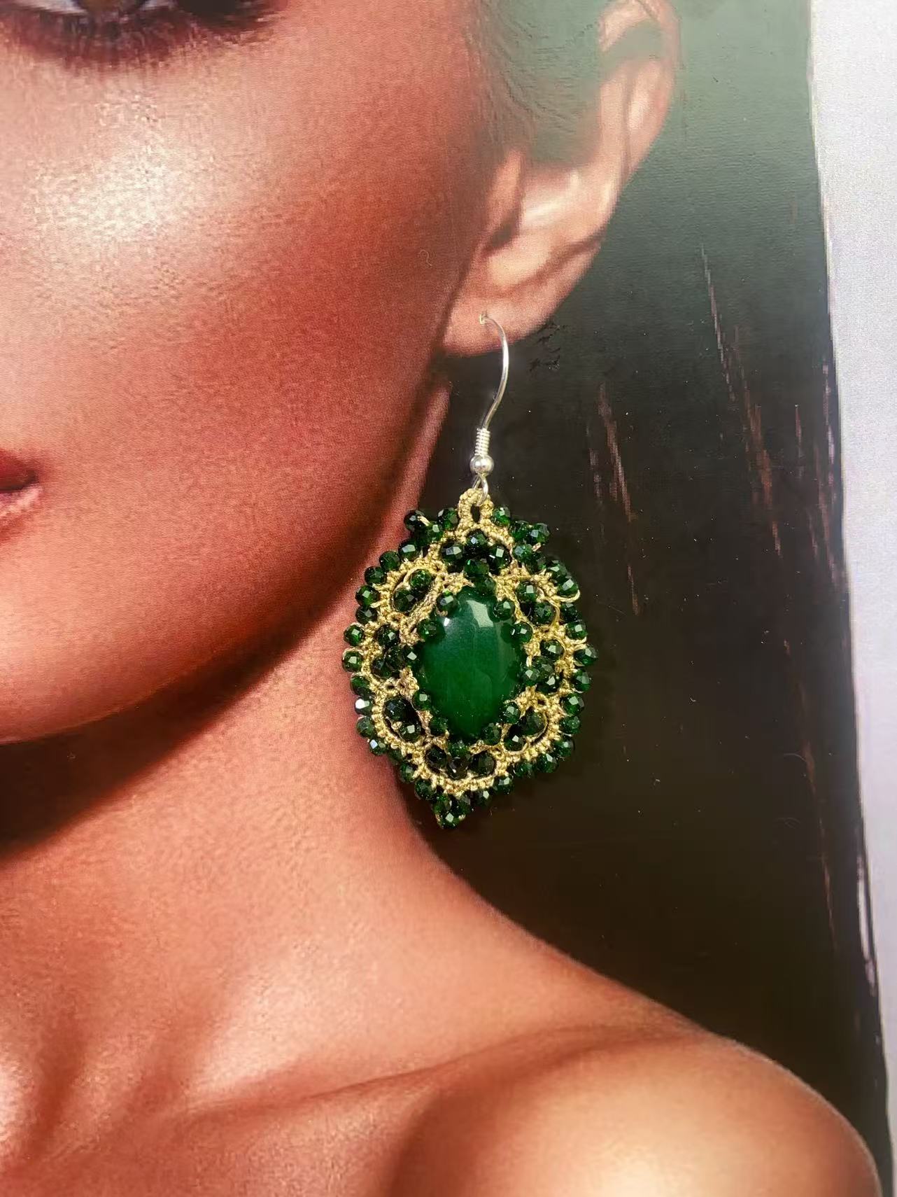 Handmade shuttle tatting earrings