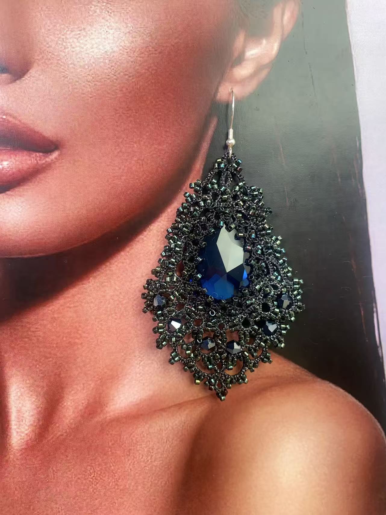 Handmade shuttle tatting earrings