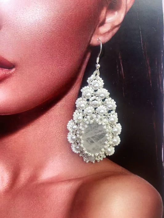 Handmade shuttle tatting earrings