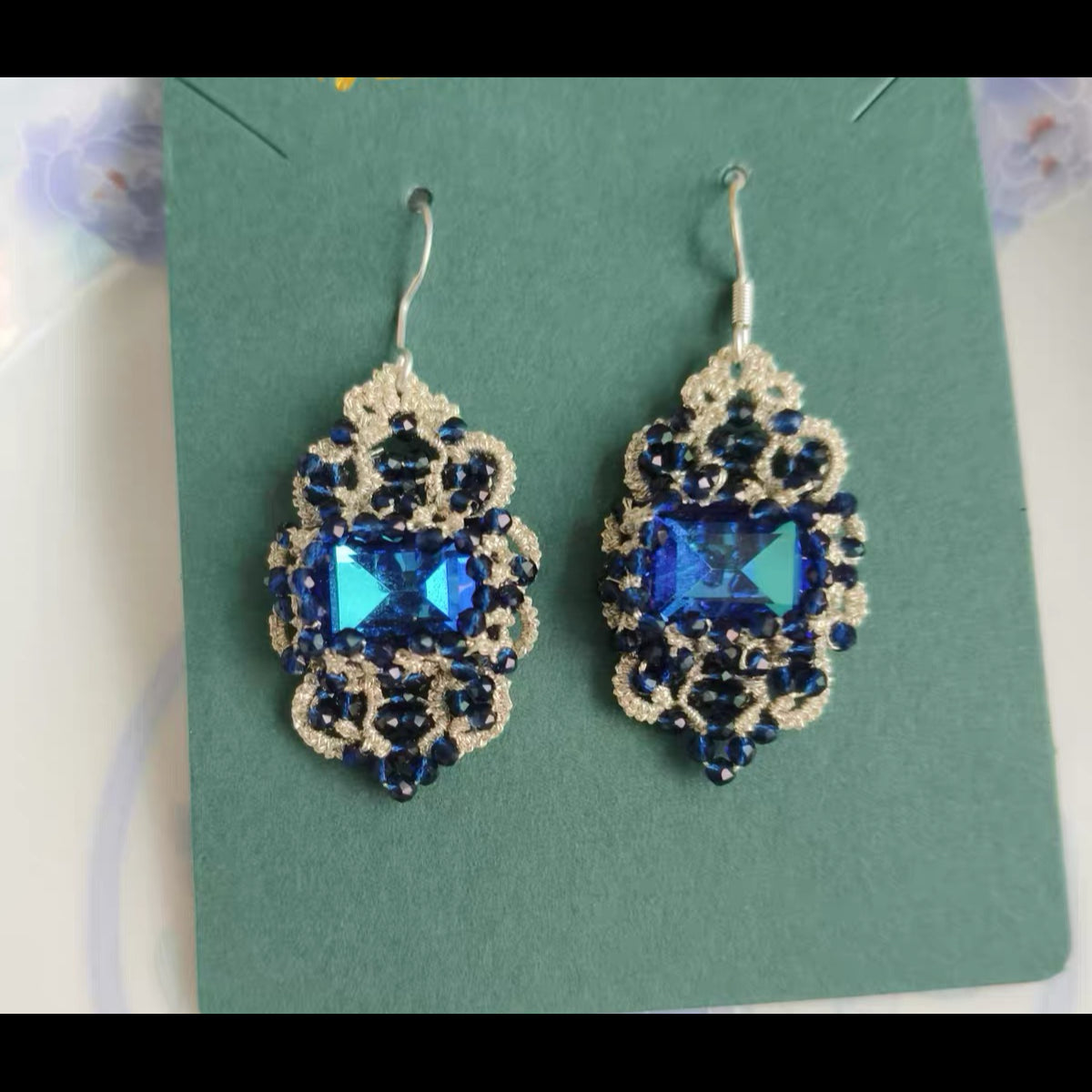 Handmade shuttle tatting earrings