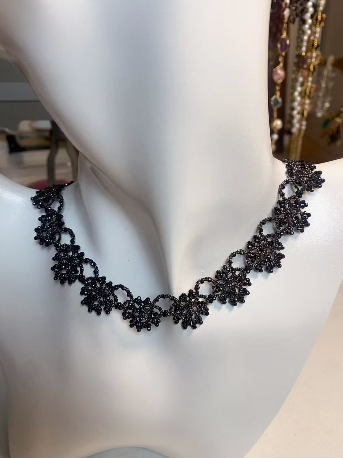 Handmade shuttle tatting necklace