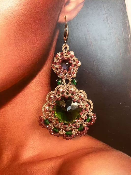 Handmade shuttle tatting earrings