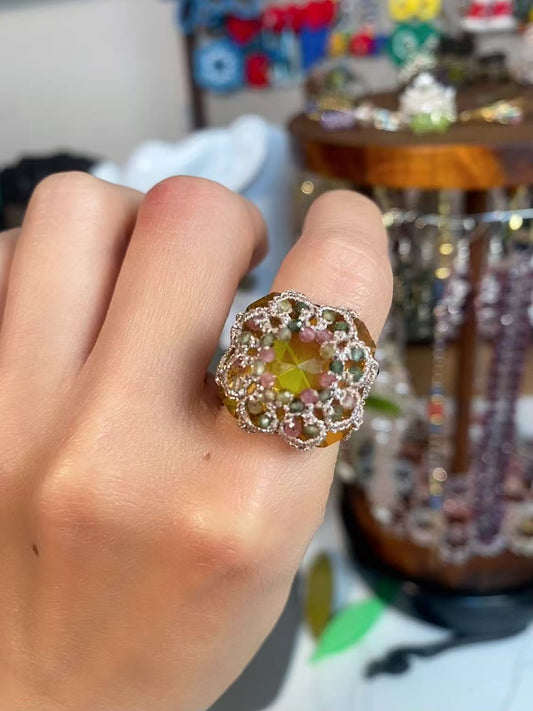 Handmade shuttle tattings ring