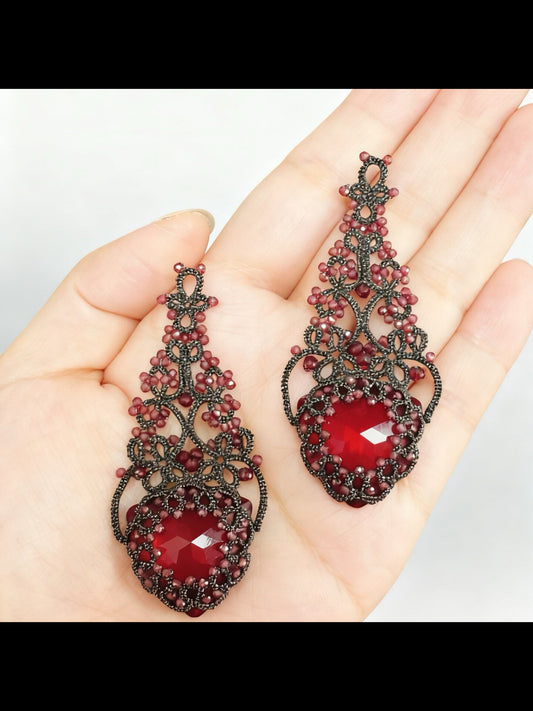 Handmade shuttle tatting earrings