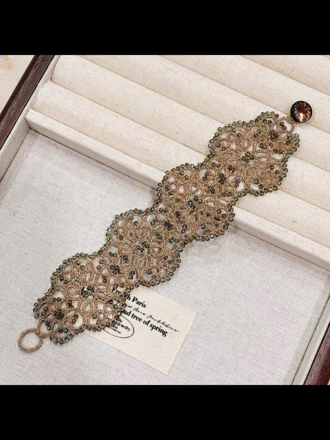 Handmade shuttle tatting bracelet