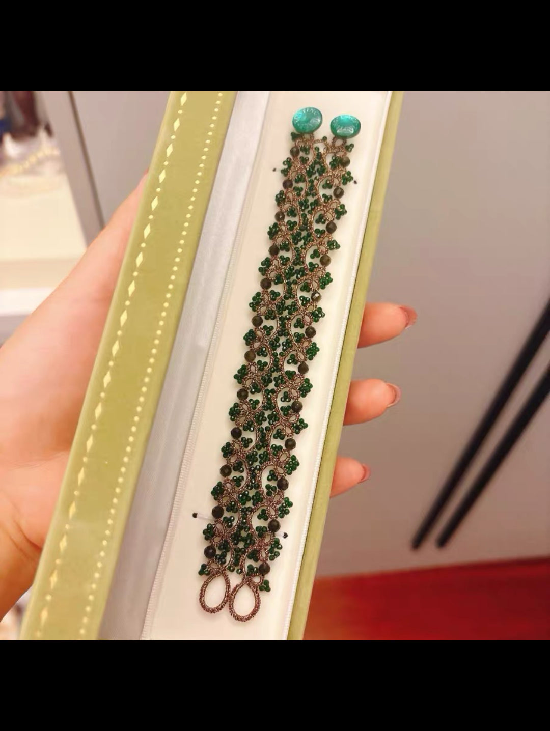 Handmade shuttle tatting bracelet