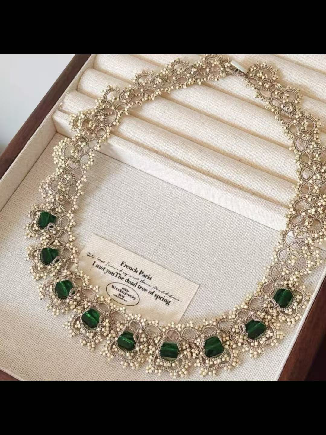 Handmade shuttle tatting necklace