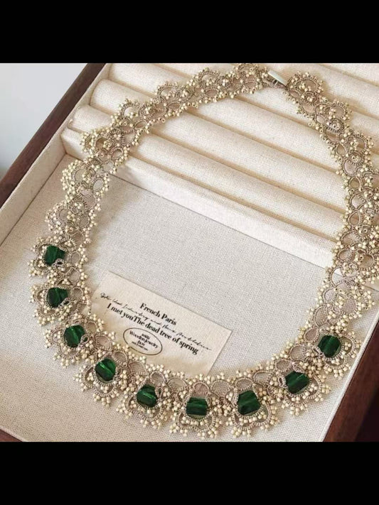Handmade shuttle tatting necklace
