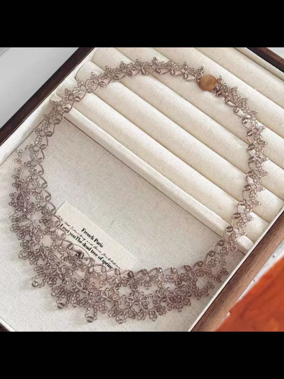 Handmade shuttle tatting necklace