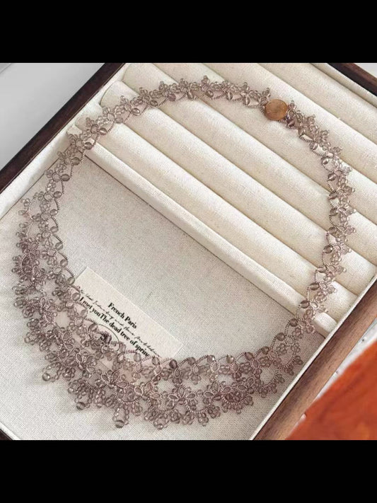 Handmade shuttle tatting necklace